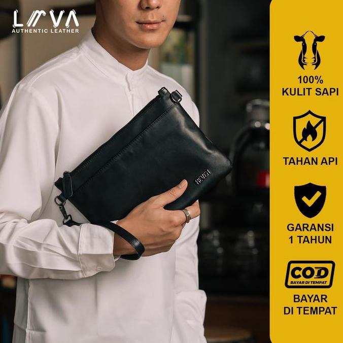 Gabrim- Tas Selempang Cowok Clutch Pria Reven Adam Handbag Kulit Sapi Asli