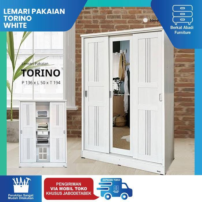 Lemari Pakaian Lemari Baju Sliding Door Minimalis 3 pintu Torino Lunar
