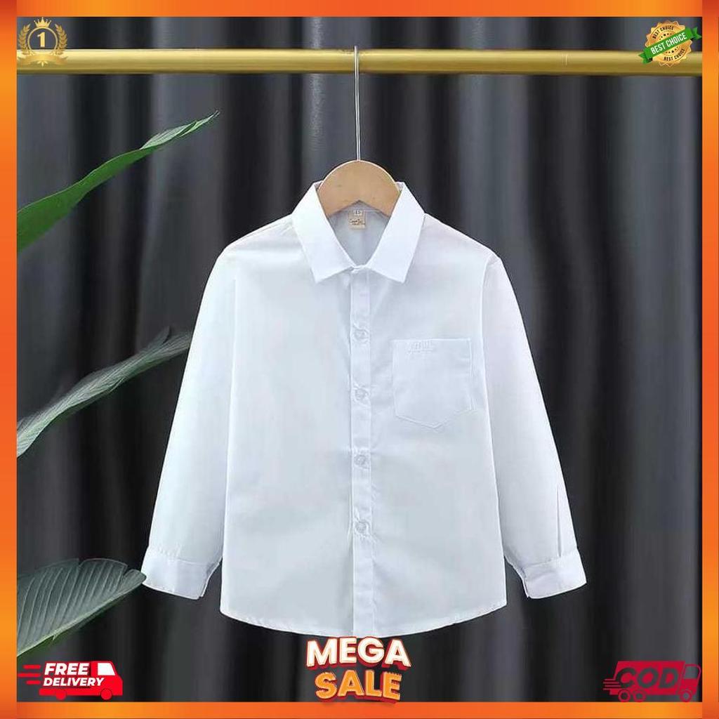 Kemeja Anak Laki Laki Lengan Panjang Usia 4-12 Tahun Putih Polos Hem Anak Laki Laki Baju Anak [L9]
