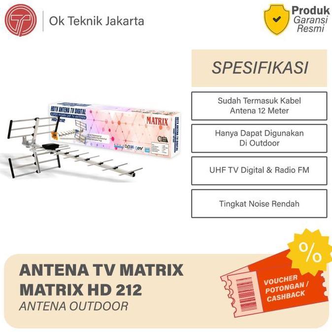 PROMO TERBATAS - MATRIX ANTENA TV DIGITAL HD212 / HD 212 / HD-212 FREE KABEL / ANTENA OUTDOOR MATRIX