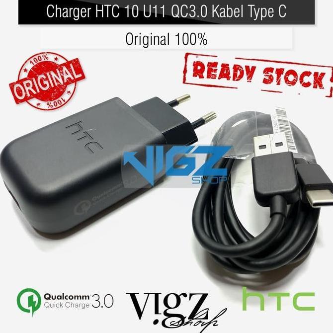 TERBARU - Charger HTC 10 U11 Quick Charge 3.0 Kabel USB Type C Original 100%