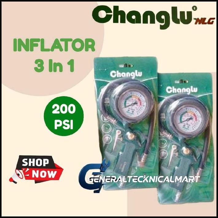 TERBARU CHANGLU INFLATOR 3 IN 1 / TIRE GAUGE / ALAT ISI ANGIN BAN CHANGLU NLG 