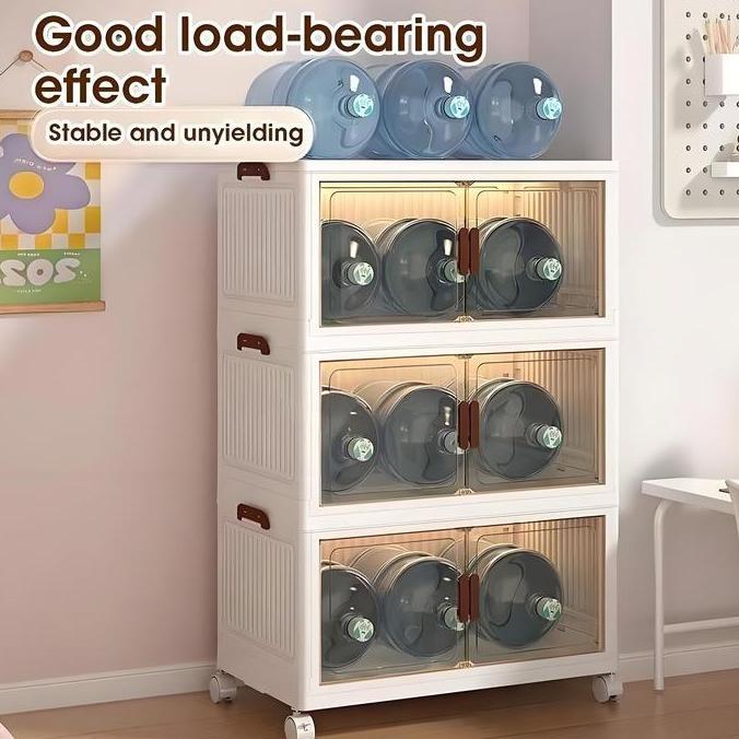 KLUDENG Tidak Perlu InstalasiRak Kabinet Susun Lipat Lemari Plastik Susun Besar 4/5/6 Susun Lemari P