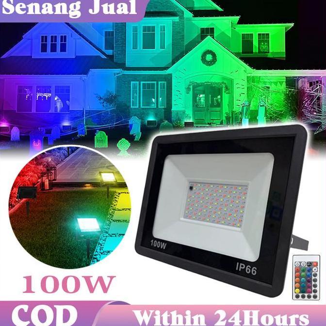 COKRODJOYO Outdoor Taman Rgb Slim Warna Warni / Lampu Sorot Rgb Warna Warni Led 100w