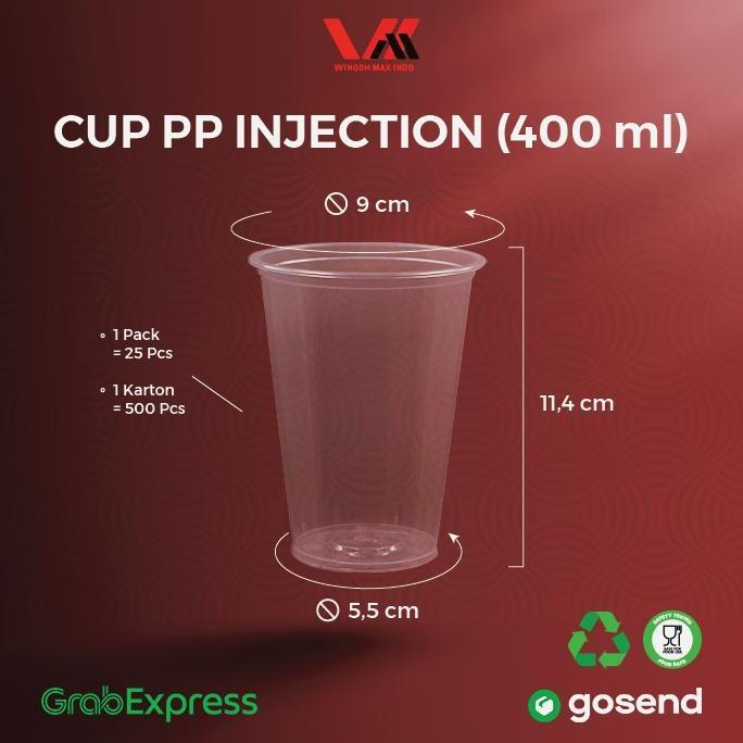 [ 500 pcs ] CUP INJECTION 400ML - GELAS PLASTIK BOBA 14OZ - WINGOH WS