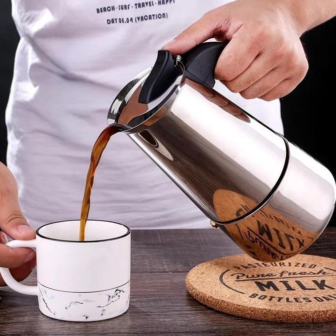 WESELTON Alat Pembuat Kopi Moka Pot Espresso Maker Coffee Maker Stovetop Stainless Steel Alat Seduh 