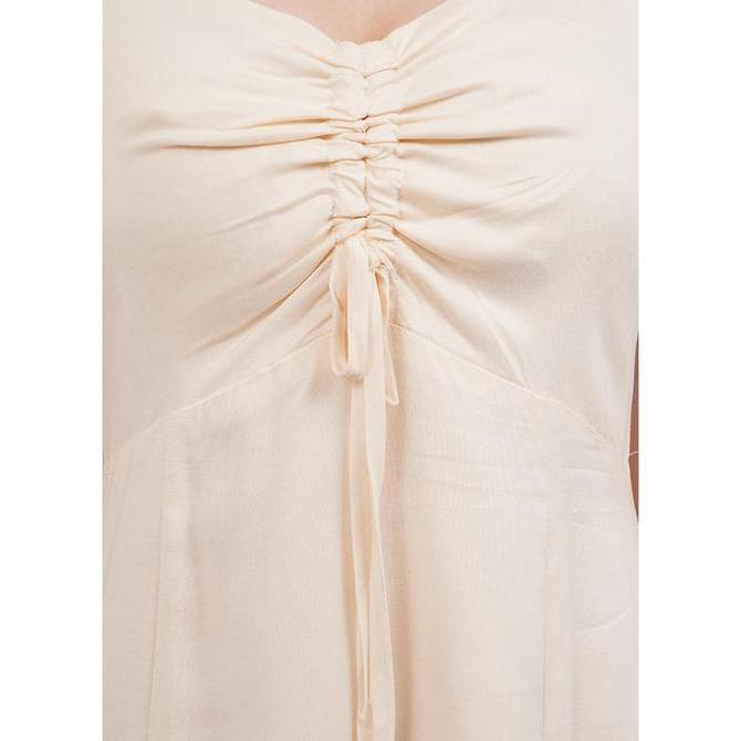 COLORBOX Puff Sleeves Midi Dress I-DDWKEY125C138 Ecru