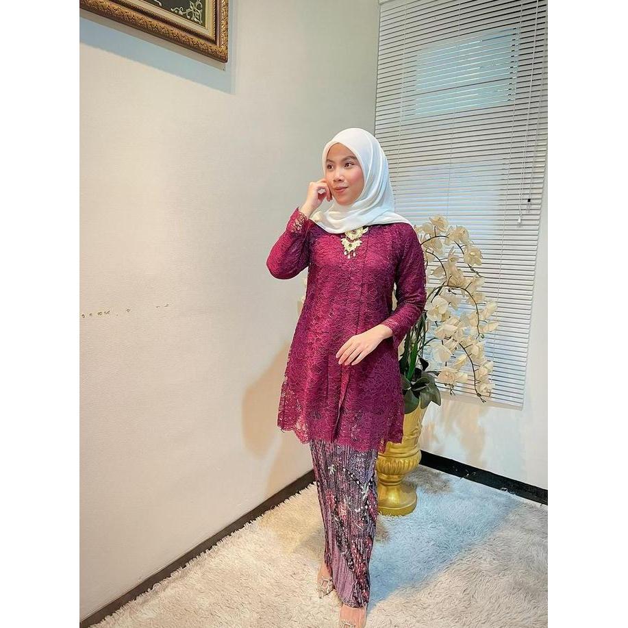 setelan dan atasan kebaya Kartini  bahan burkat moderen kebaya jumbo lamaran wisuda  Wanita Baju Pes
