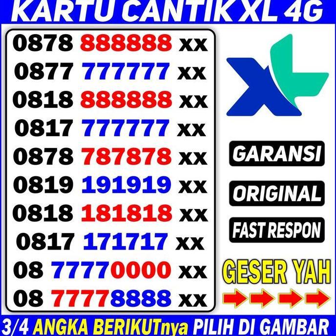 Kartu Perdana Nomor Cantik XL KODE 1000 - Nomor Cantik XL 4g - Nomer