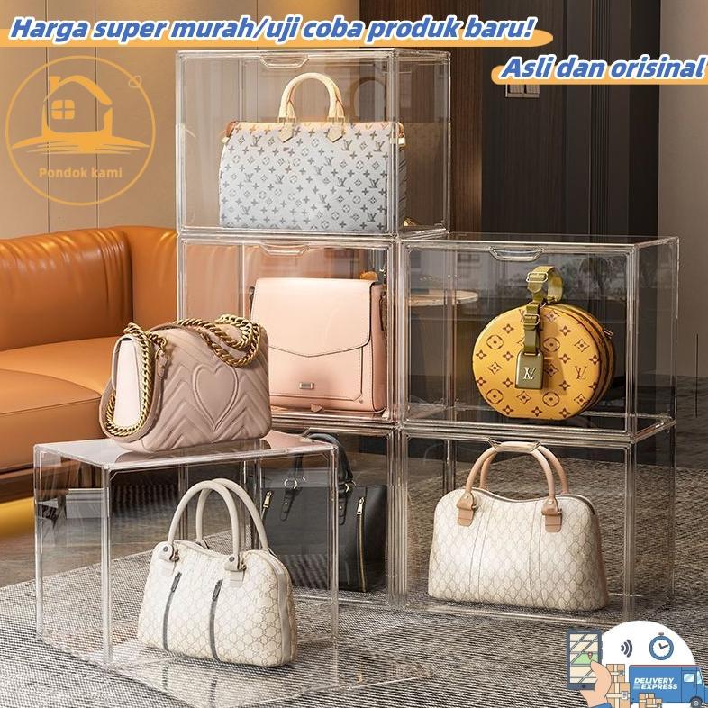 READY Baru & OriginalKotak tas Luxury , Kotak Penyimpanan Tas Plastik Transparan, Organizer Tas Wani