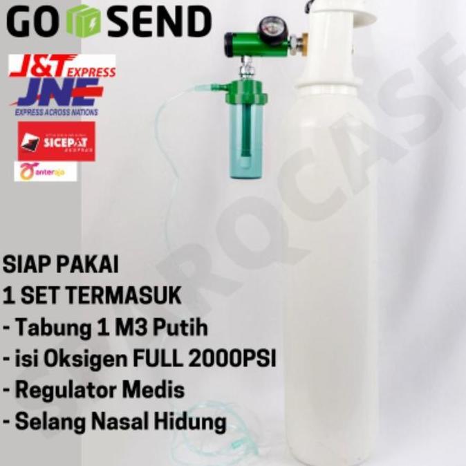 Tabung Oksigen 1 M3 Set BRIKUT ( ISI O2 + Reg. Portable)