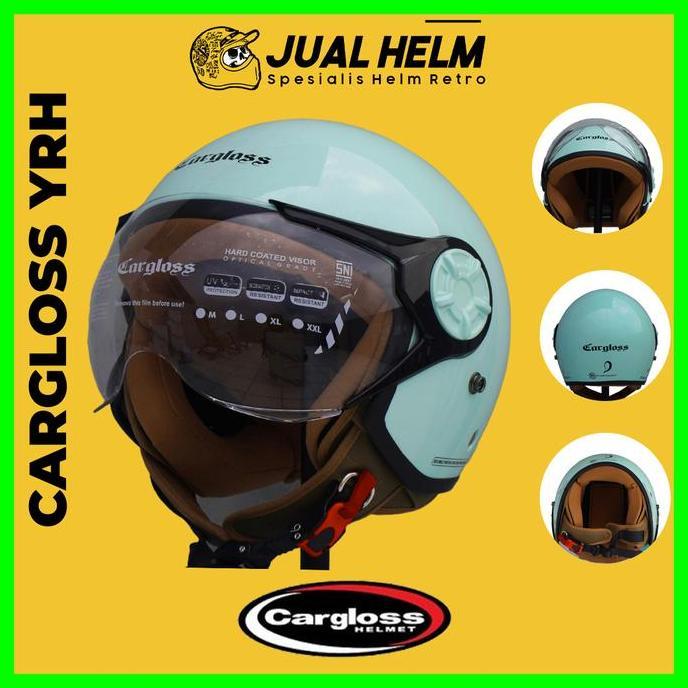 TERMURAH - Helm Cargloss YRH Hijab Slime Green | Helm Retro Cargloss | Helm Hijab