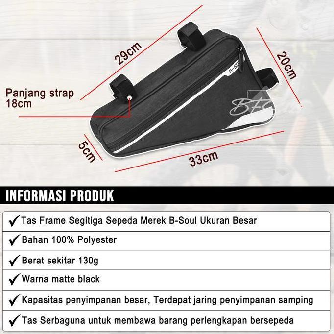 Promo Tas Frame Segitiga Sepeda Merek B-Soul Ukuran Besar Cod