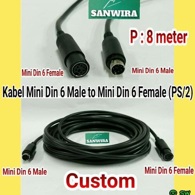 NEW Kabel Mini Din 6 Male to Mini Din 6 Female (PS/2) - panjang : 8 meter
