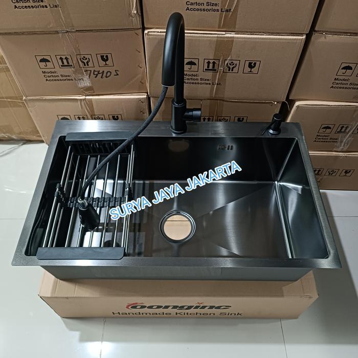 Promo paket kitchen sink 8050 black / Paket kitchen sink 8050 hitam