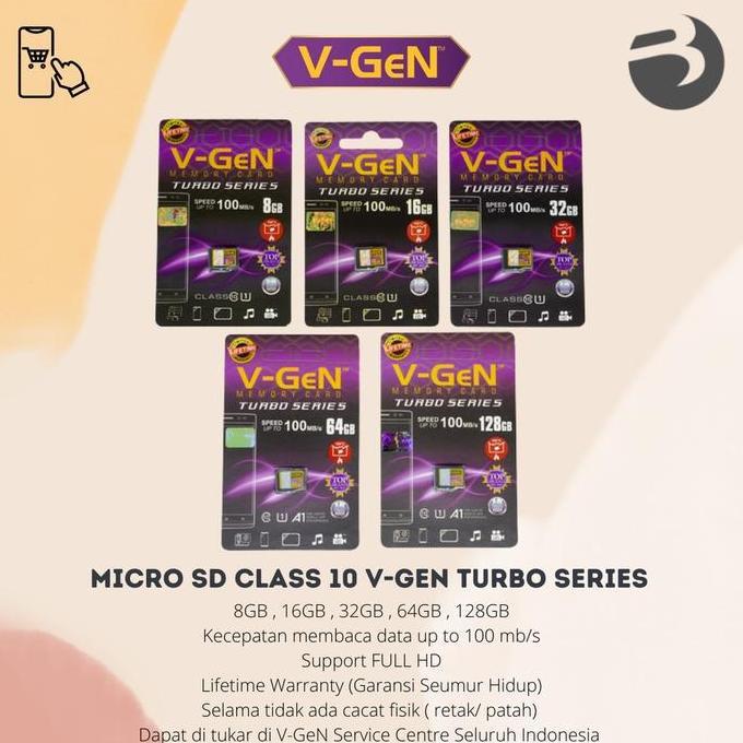 MEMORI HP 8GB 16GB 32GB 64GB 128G MICRO SD MEMORY CARD VGEN TURBO