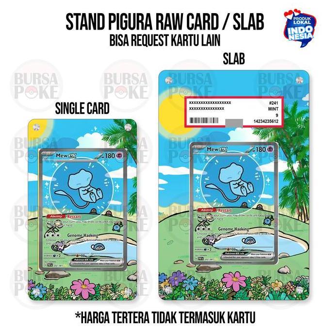 Pigura Stand Kartu Pokemon Indonesia Slab display TCG Mew SAR Harta Berkilau