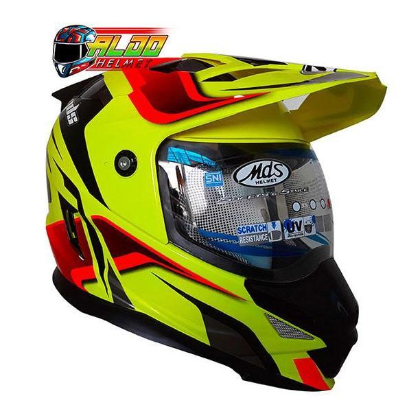 BEBAS ONGKIR - HELM MDS SUPER PRO MOTIF #2 YELLOW FLUO / HELM CROSS / HELM FULL FACE / HELM BALAP