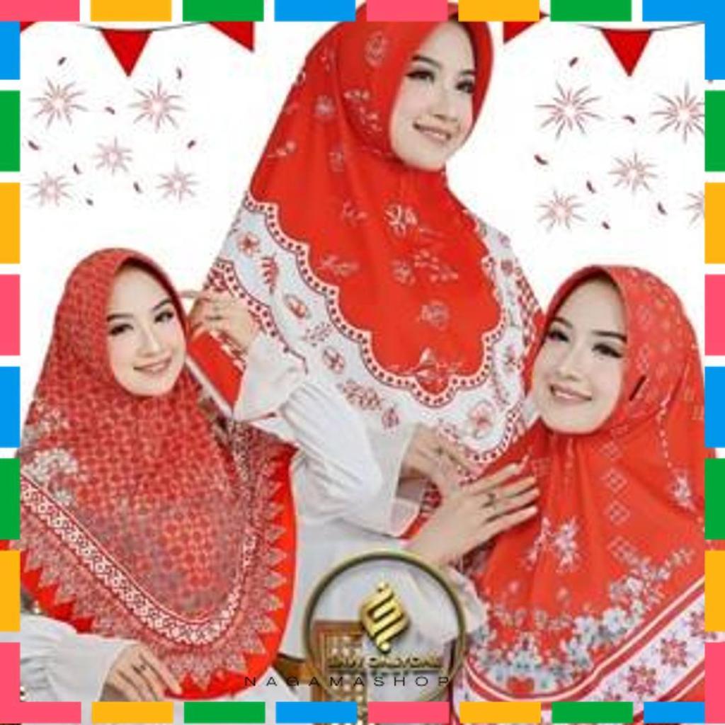 New Hijab Bergo Khimar Syari Instan Jilbab Jersy Merah Putih Motif Kemerdekaan