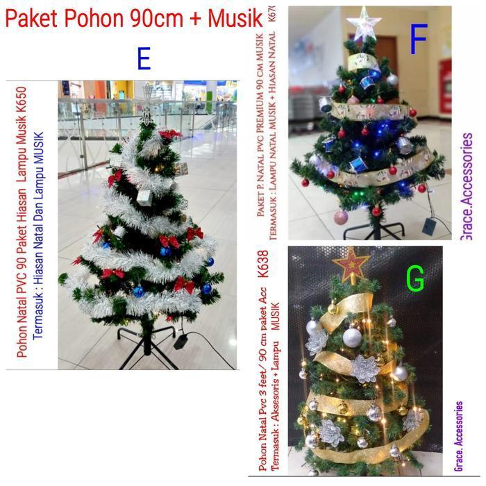 Pohon natal 3 feet 90 cm 1 meter paket set aksesoris natal
