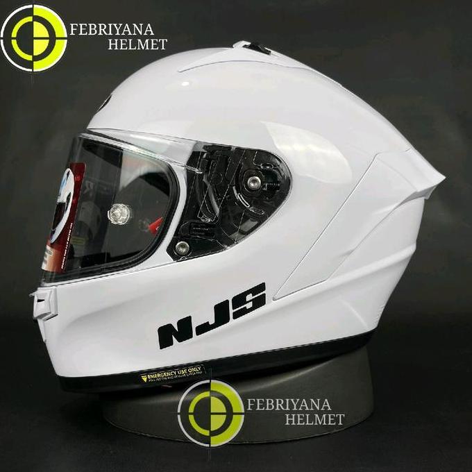 TERMURAH - HELM NJS ZX-1R SOLID WHITE FULL FACE NJS ZX1R Motorcycle