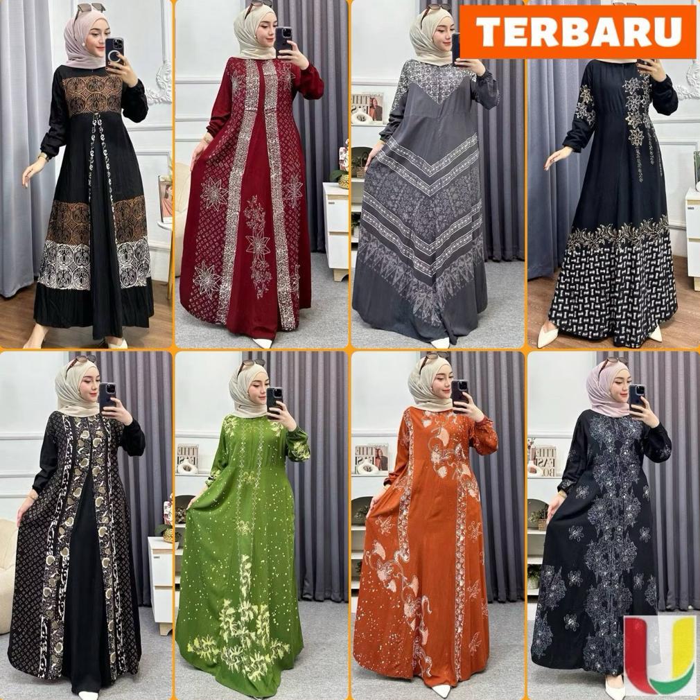 CUCI GUDANG Batik Usman - Terbaru Gamis Twill Rayon Pekalongan Cap Malaman Ori Home Dress Busui Jumb