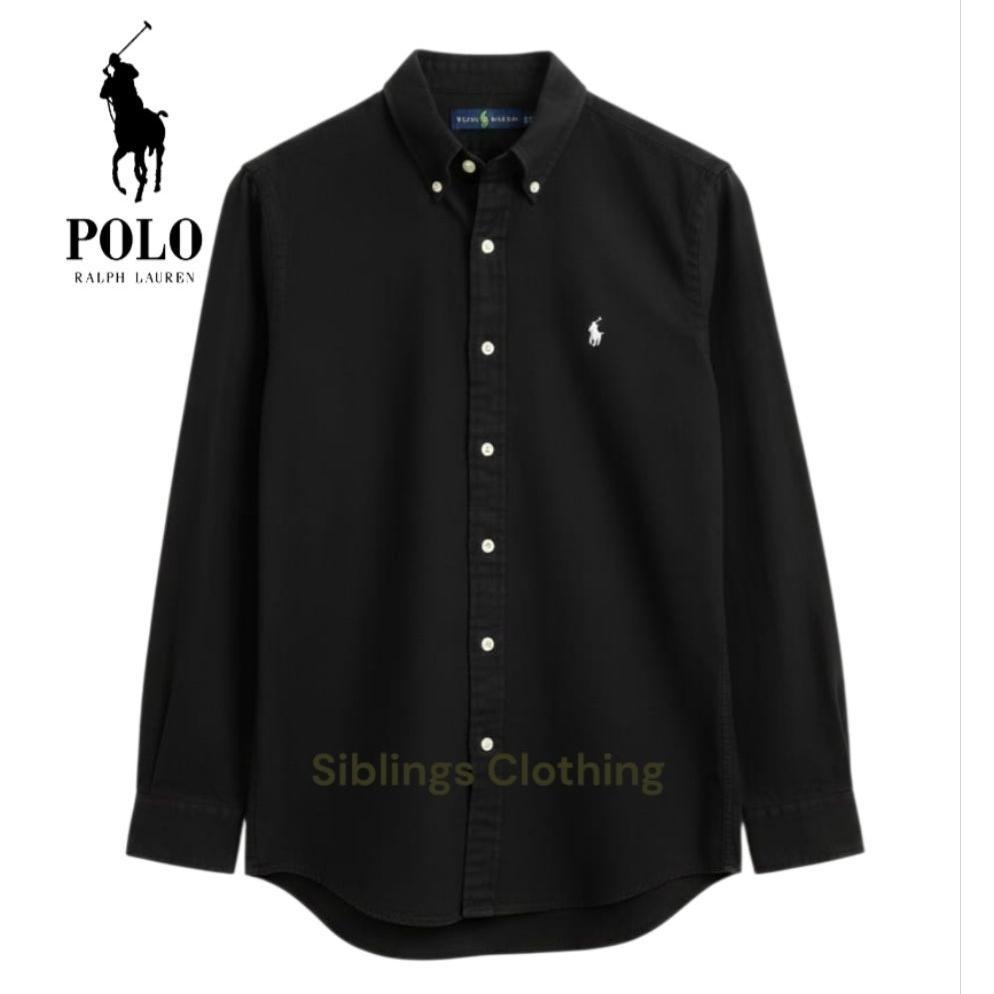 Diskon Polo Kemeja Hitam Polos Kemeja Oxford Kemeja Panjang Lengan Kemeja Brandead Quality Premium S