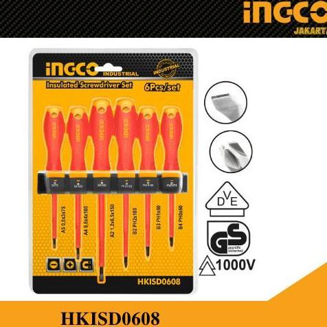 OBENG ELEKTRIK SET 6PCS / OBENG LISTRIK / OBENG SET INGCO HKISD0608