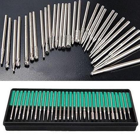 30 MATA GRAFIR NEEDLE GRINDING GRINDER DIAMOND ENGRAVING 3MM ALAT UKIR MENGUKIR BATU MATA BOR MINI D