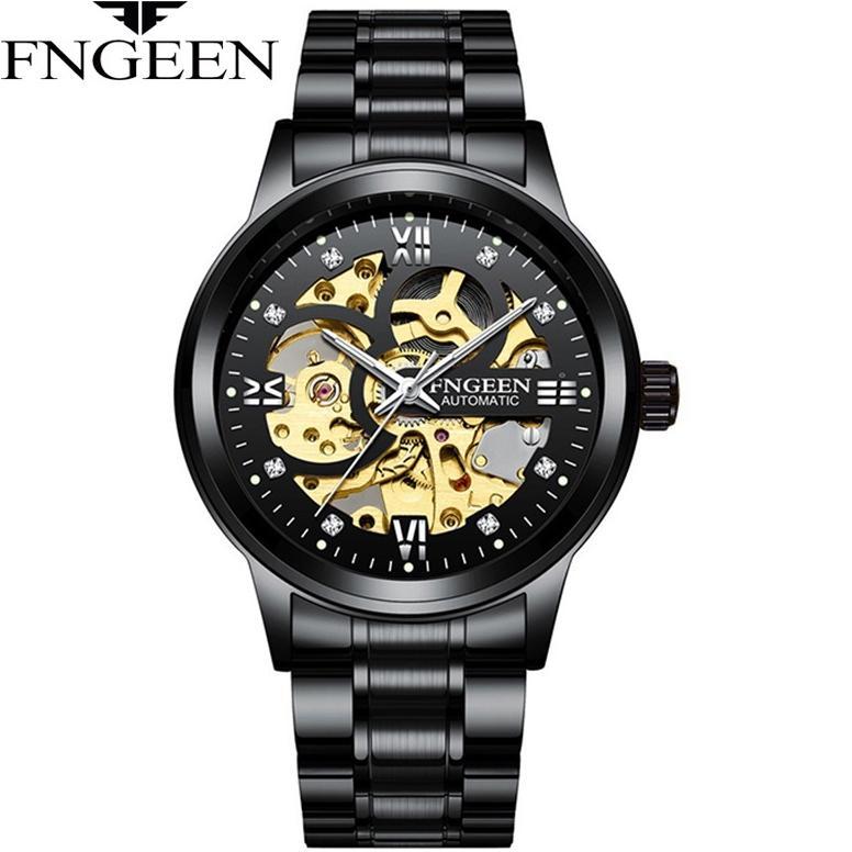 FNGEEN 6018 Otomatis Jam Tangan Pria Anti Air Original 100% Stainless Steel Luxury Mekanis Watch