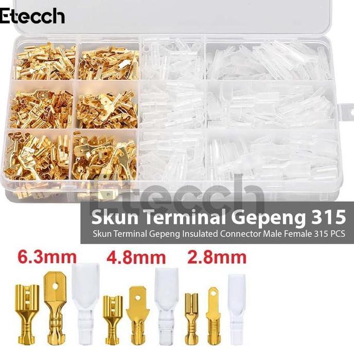 Promo Skun Terminal Gepeng Insulated Connector Male Female 315 Pcs Kabel Kotak Set Cod