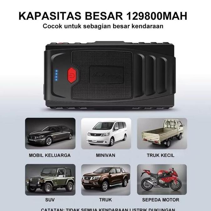 Promo Car Jump Start Powerbank Jumper Aki Mobil Pompa Ban Portable Led Emergency Booster