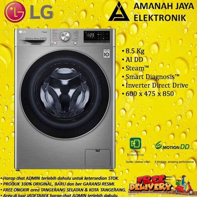 Promo LG MESIN CUCI 8.5 Kg FV1285S3VS | LG FRONT LOADING 8.5 Kg FV1285 AI DD COD