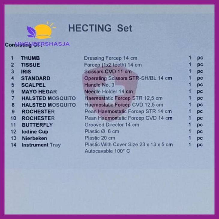 (MEDIS) ALAT MEDIS HECTING SET RUMAH SAKIT KESEHATAN DOKTER PUSKESMAS PERAWAT