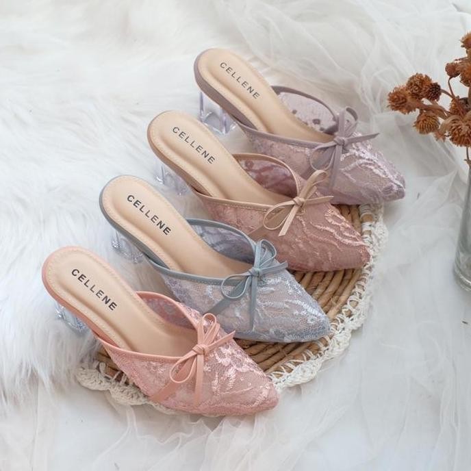 Cellene Canbera Heels 37-42 | Wedding Shoes Brukat Heels Kaca 7Cm Wanita