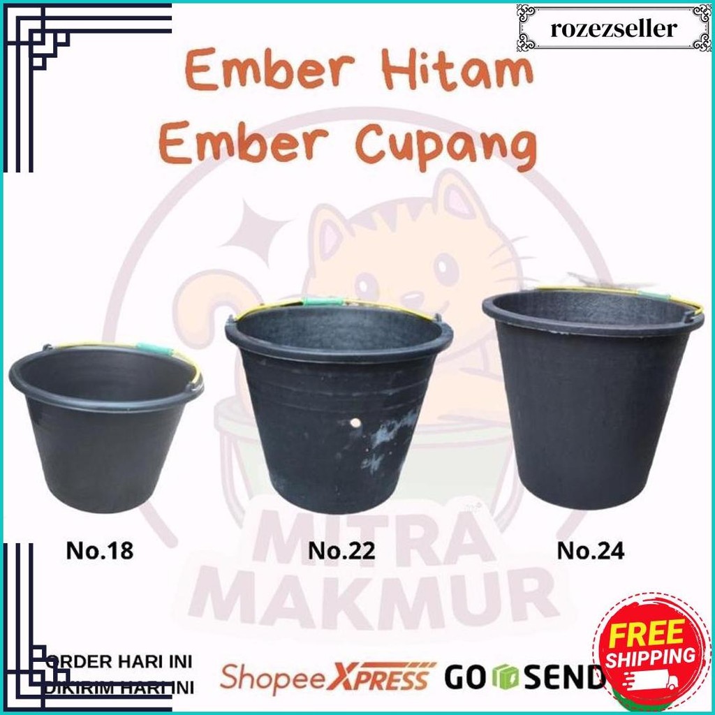 New Ember Cor Karet / Ember Hitam / Ember Anti Pecah / Ember 10-15-20 Liter Termurah Banget