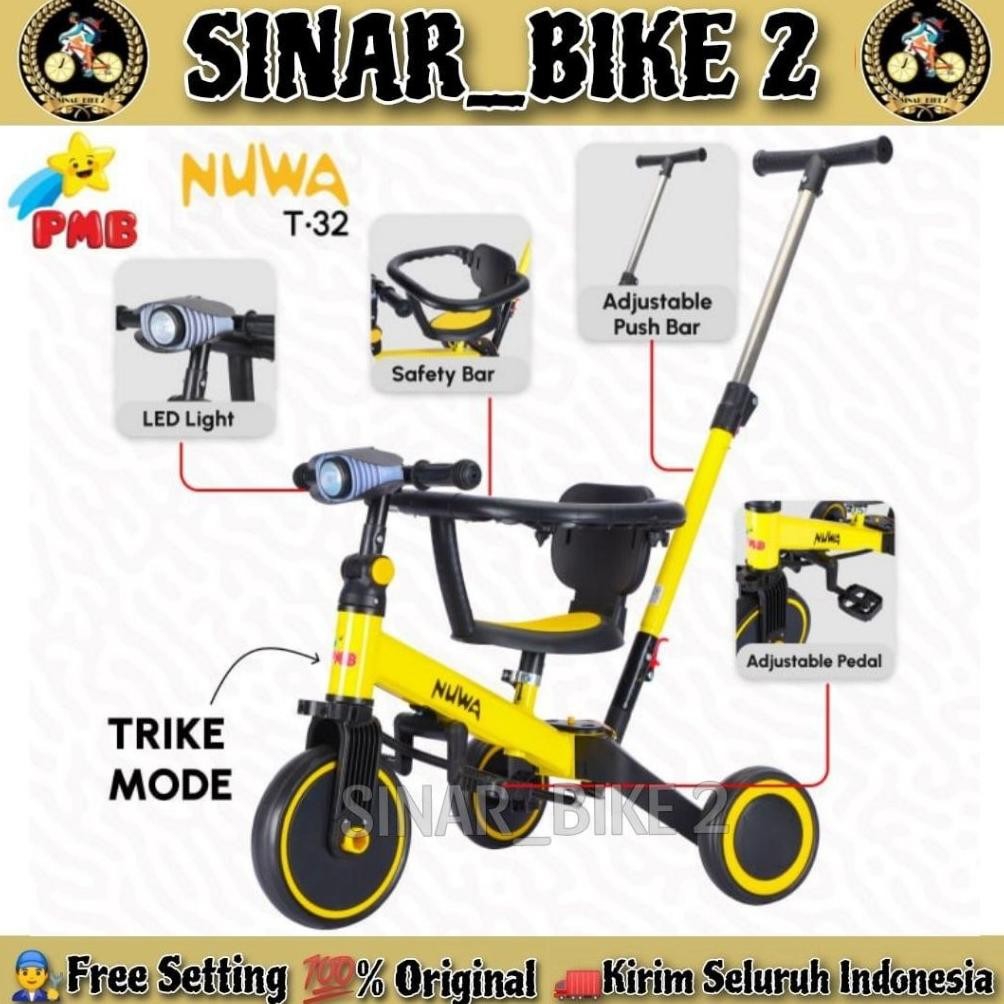 Balance Bike 3 in 1 PMB NUWA T32 T 32 Sepeda Keseimbangan Anak Dorong