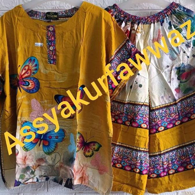 Promo Setelan Celana Kulot Batik Srigading Motif Kupu Besar Cod