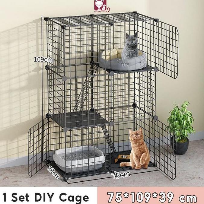 LEIRI- 1 Set Kandang Kucing Pagar Kucing Anti Loncat  Alumunium Premium Kandang Kelinci Kandang Hewa