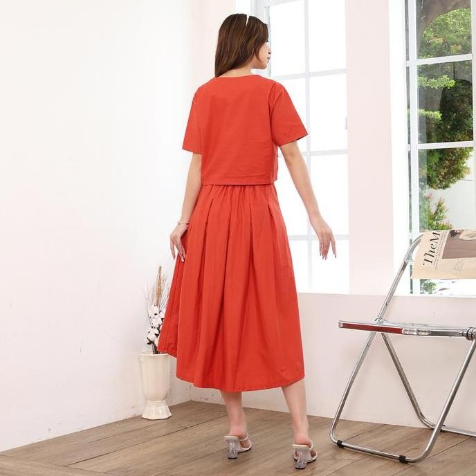 Promo Qiyana Set - Set Wanita Rok Atasan Crop Rok A Line Flare Panjang / Skirt Set Cod