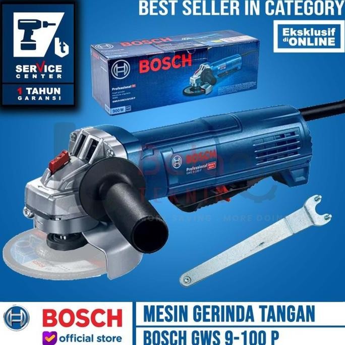 JINICHI- Mesin Gerinda Tangan Bosch GWS 9-100 P 4 Inch Angle Grinder GWS9-100P