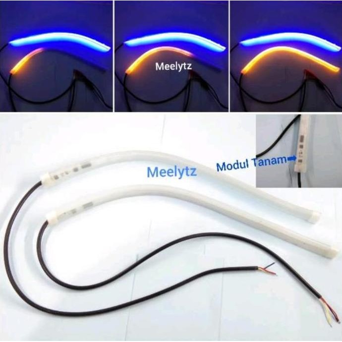 COD Sepasang Lampu LED Alis slim DRL Fleksibel waterproof 30cm, 60cm 2 warna running Headlamp motor 