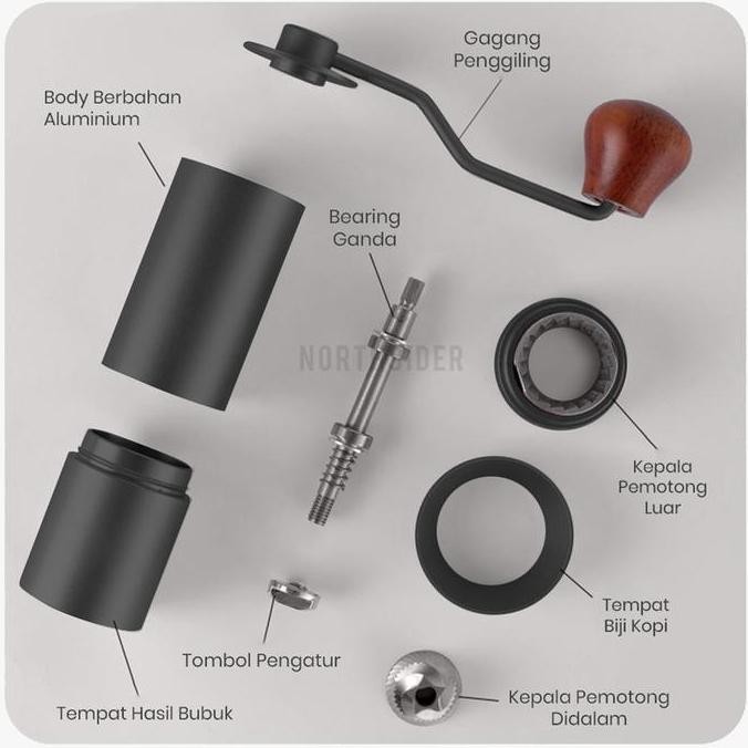 Hand coffee grinder kopi manual metal body stainless steel burr JS-G2