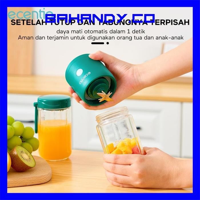 Ufo-2025 Ecentio Juicer Portable Mini Juicer 8 Mata Pisau 2 Food Grade Kaca Gelas Tahan Pecah 380Ml+