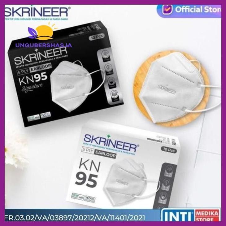 (ORIGINAL) SKRINEER - MASKER EARLOOP KN95 5 PLY SACHET | 3D SURGICAL MASK BFE 99% KESEHATAN PERLENGK