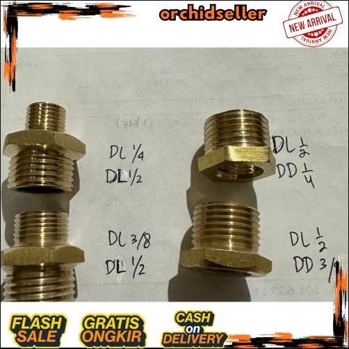 Big Sale Verlop Ring 1/2" x 1/4" Kuningan Verlop Ring 1/2" x 3/8" Kuningan doble nepel kuningan