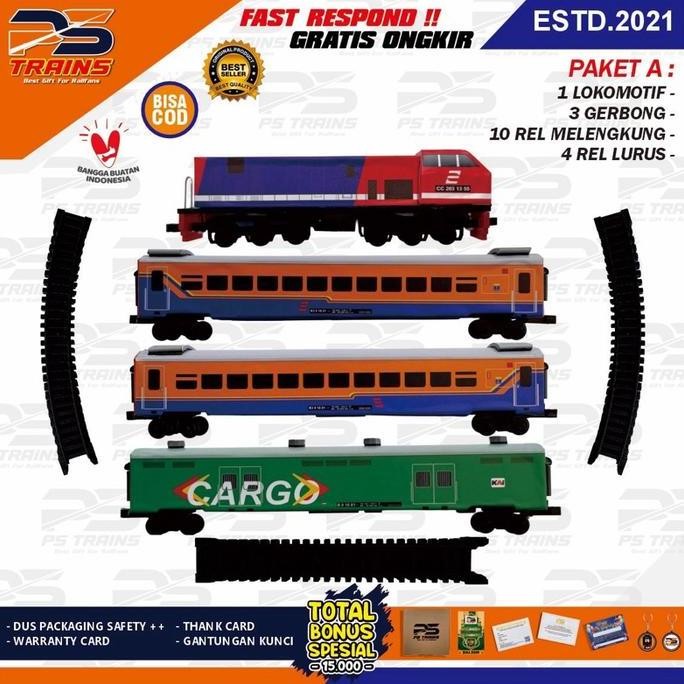 [ TANPA MESIN ] Mainan Kereta Api Replika CC203 Perumka Rangkaian Kereta Ekonomi Perumka Handmade By