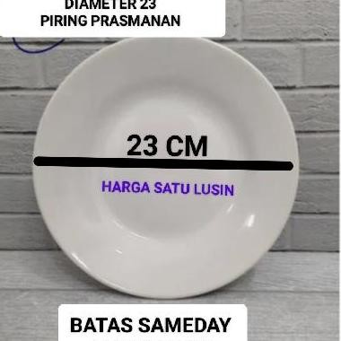 1 LUSIN PIRING MAKAN KERAMIK PUTIH POLOS 9 INC DIAMETER 23 CM
