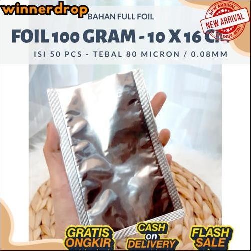 Gercep FOIL SACHET - Plastik Foil Silver - alumunium foil 100 gram uk.10X16,Distributor Kemasan Alum