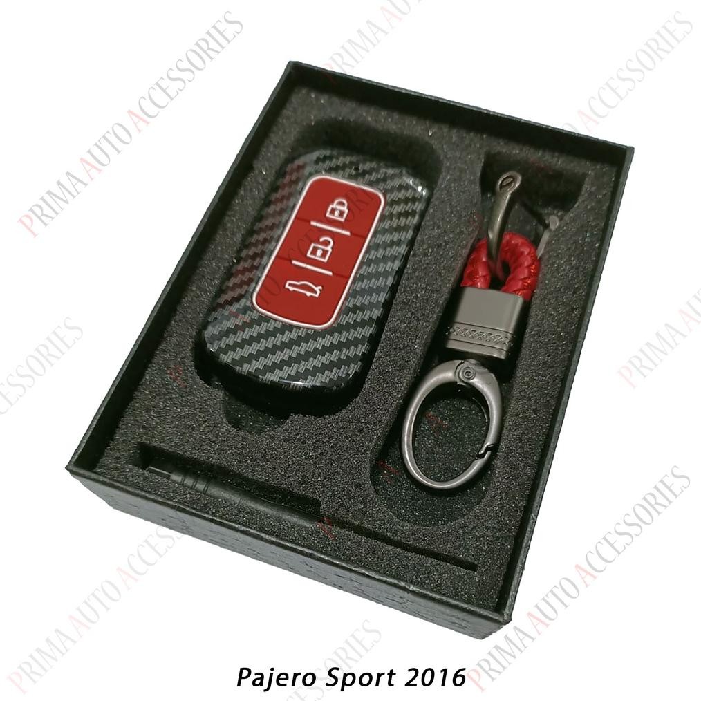 Casing Kunci Remote Mobil Carbon Fiber - Pajero Sport 2016 3 Tombol Aksesoris Mobil